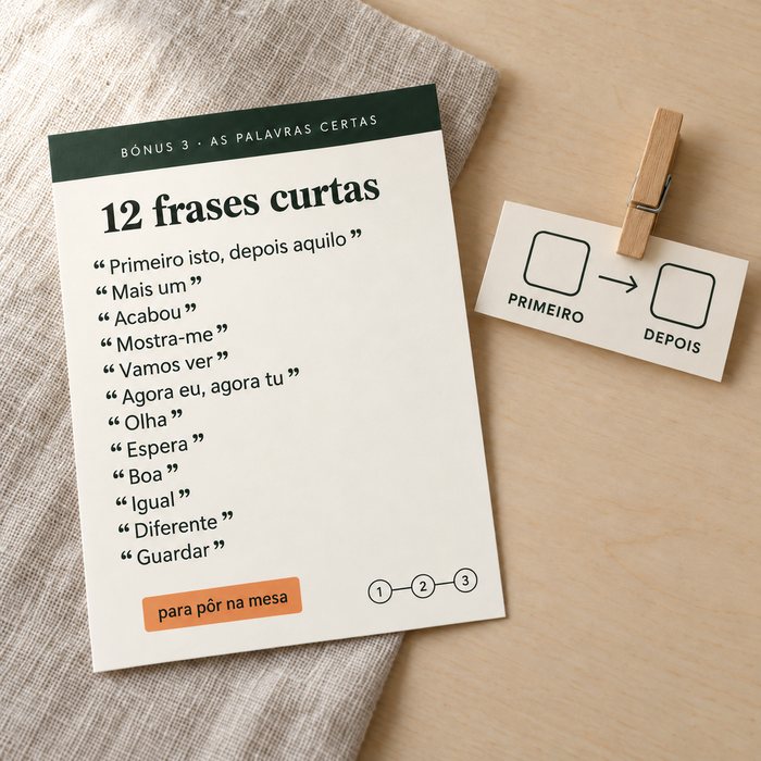 As Palavras Certas: as 12 frases curtas e a tira primeiro/depois recortada