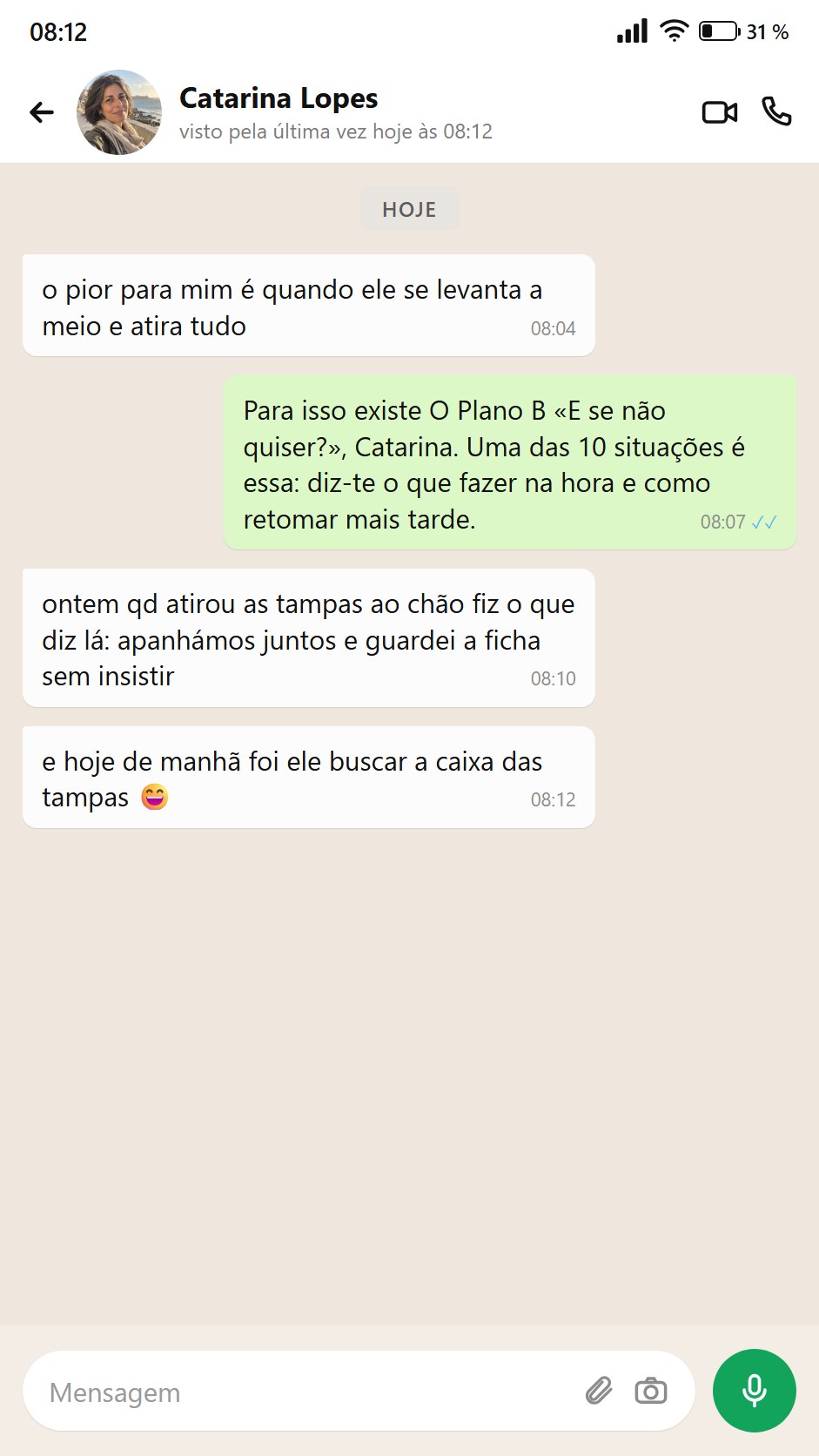 Uma mãe conta como usou o Plano B quando a criança se levantou da mesa