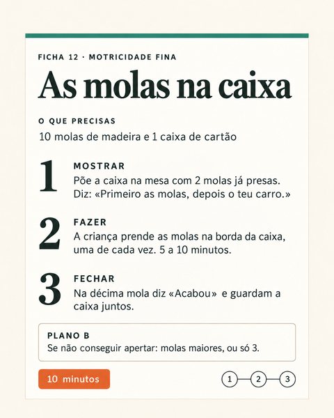 Ficha 12, motricidade fina: as molas na caixa