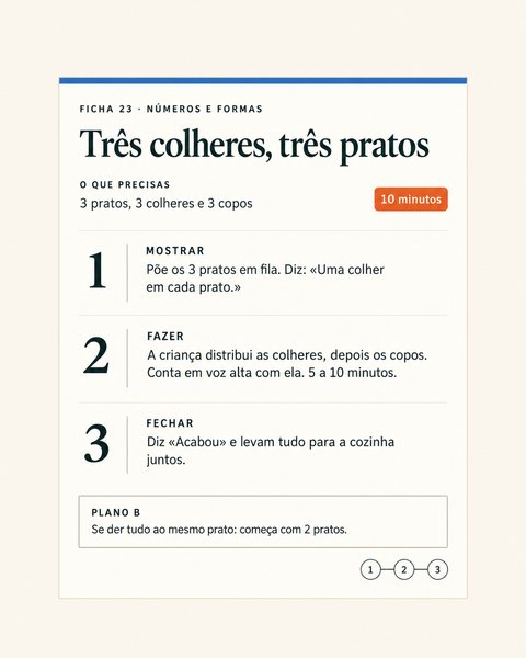 Ficha 23, números e formas: três colheres, três pratos